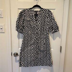 LOFT Black and White Geometric Mini Dress